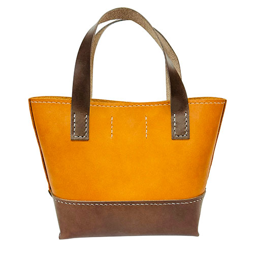 レザークラフトキット ミニミニトートバッグ チョコ・イエロー