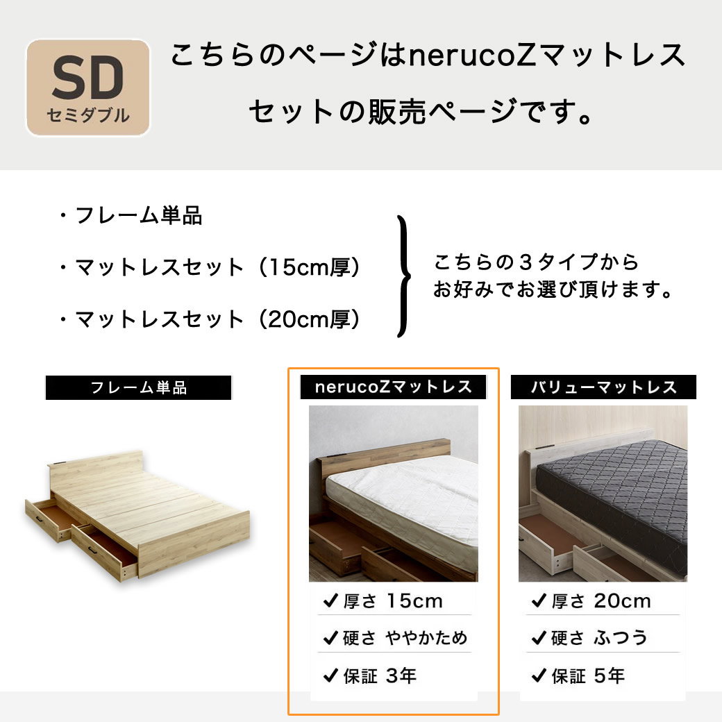 ポイント10倍】ストレージトップベッド 収納付きベッド セミダブル