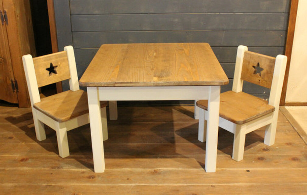 シャビーなキッズテーブル イスセット ☆ 2人用 | iichi 日々の暮らし