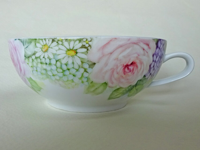 様々なお花の浅いスープマグ1（手描き） | iichi 日々の暮らしを