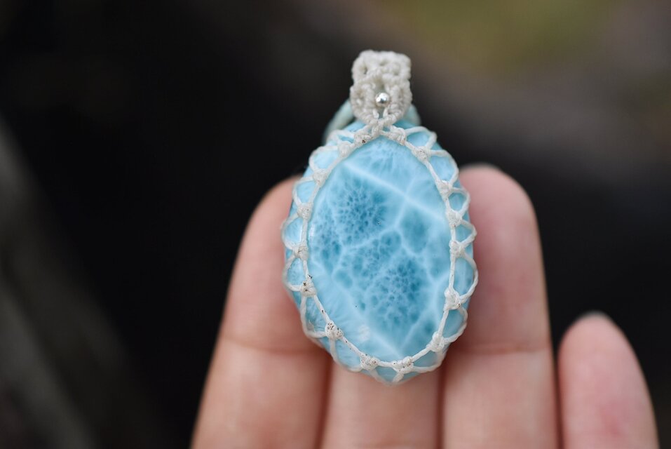 泡のしずく☆ラリマー マクラメネックレス1203 | iichi 日々の暮らしを