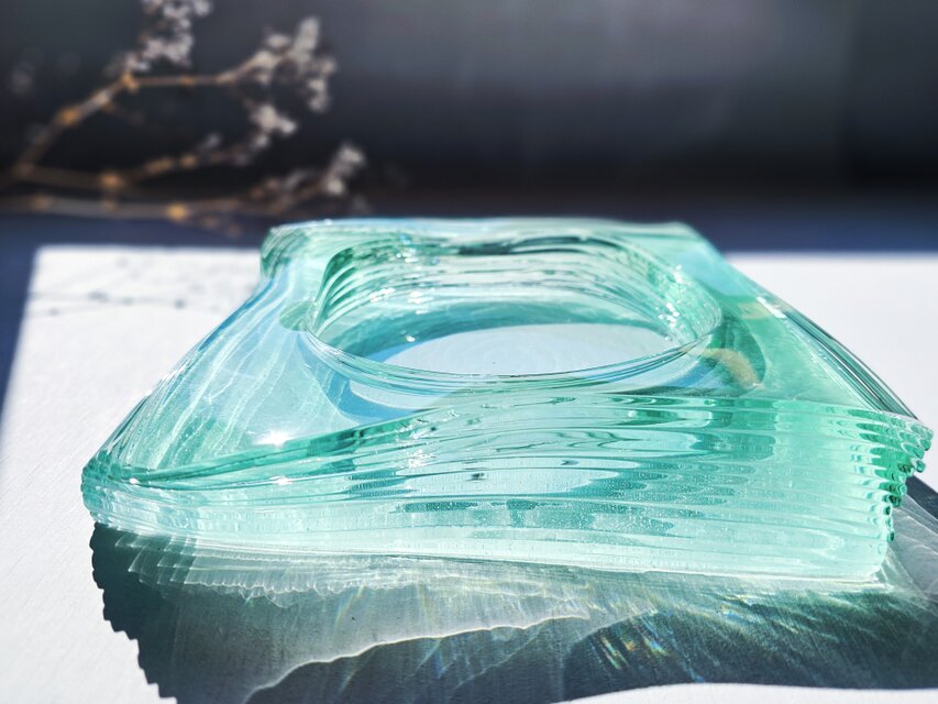 ガラス花器 水盤 積層クリア | iichi 日々の暮らしを心地よくする