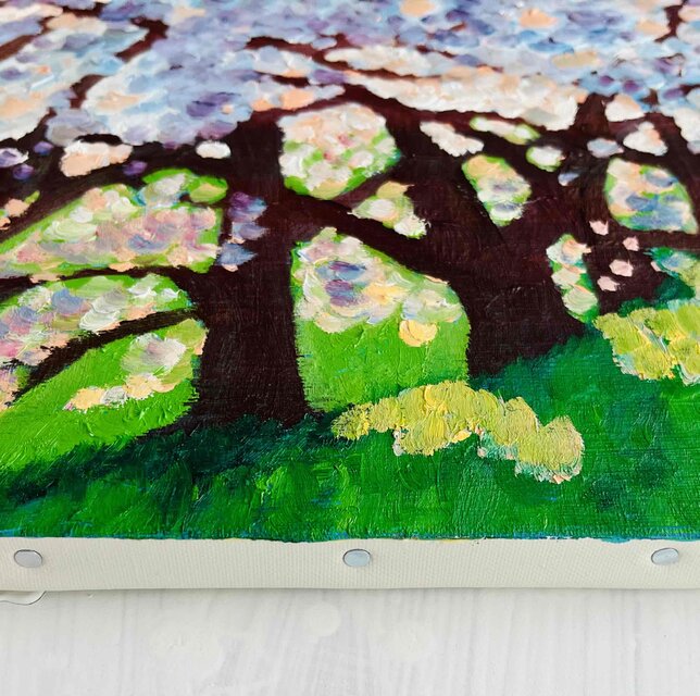 原画「朝の桜2」F6・油彩画 | iichi 日々の暮らしを心地よくする