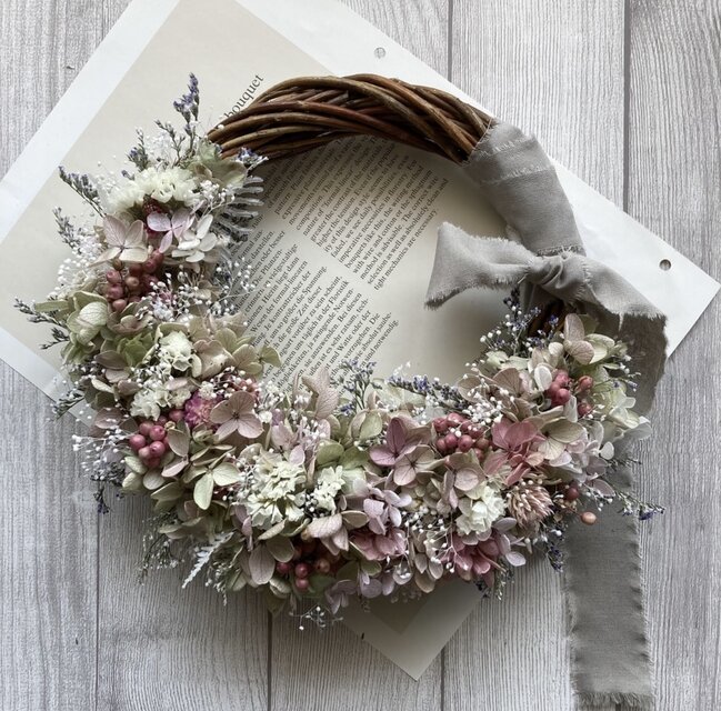 アンティークピンクのハーフリース プリザーブドフラワー/ドライ