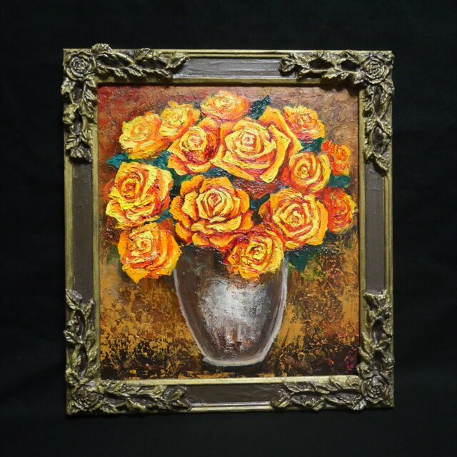 油絵 【黄色い薔薇】 | iichi 日々の暮らしを心地よくするハンドメイド