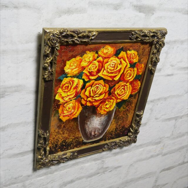 油絵 【黄色い薔薇】 | iichi 日々の暮らしを心地よくするハンドメイド