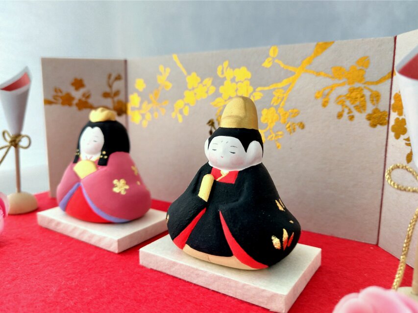 お雛様】 おひなさま 百花 親王飾りセット 「桃の花 屏風」 | iichi