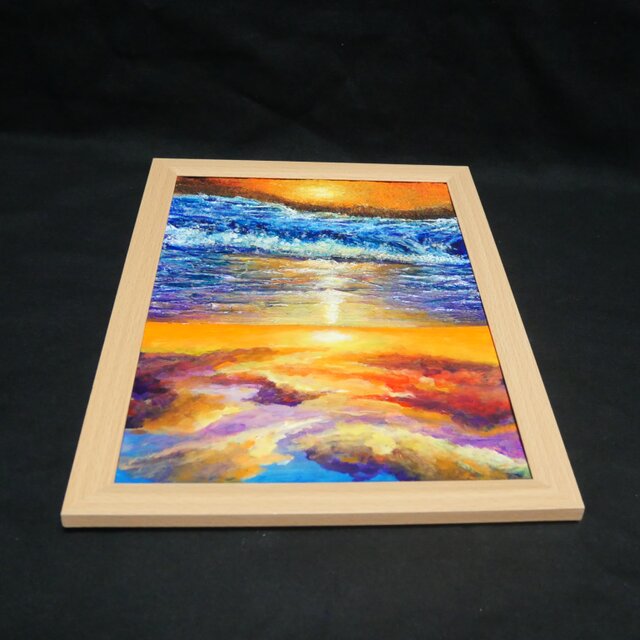 油絵【水平線に沈む夕日】 | iichi 日々の暮らしを心地よくする