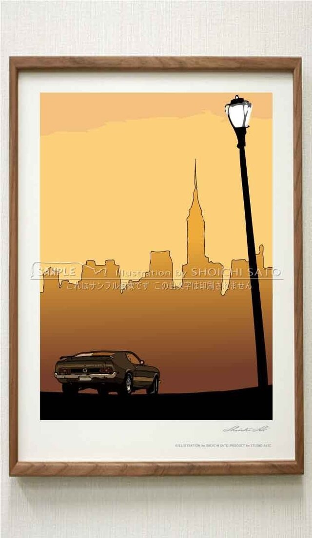 Sun-set N.Y.」街角 イラスト ポスター(A2) | iichi 日々の暮らしを