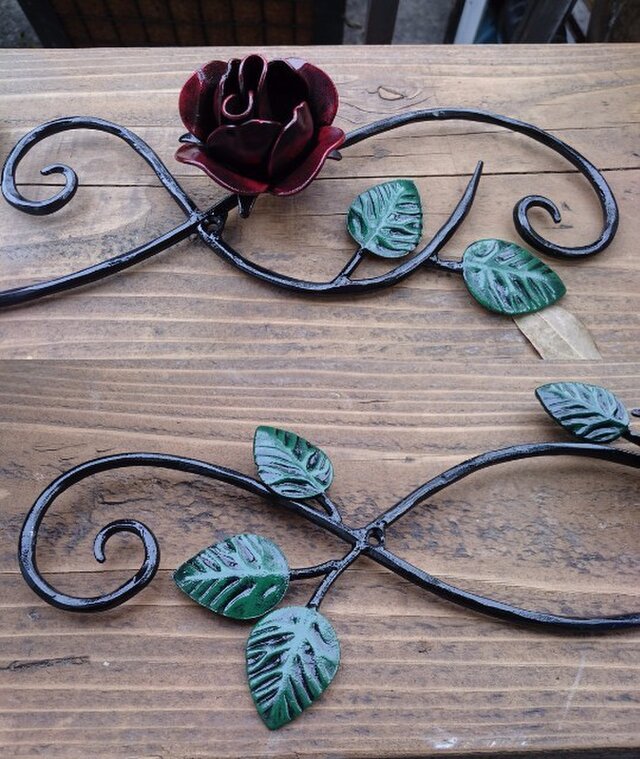 受注製作】アイアン薔薇の壁飾り/窓飾り/妻飾りウォールデコレーション