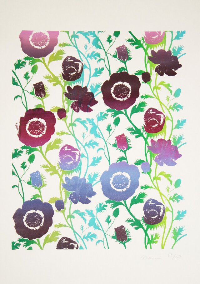 シルクスクリーン版画 アネモネ | iichi 日々の暮らしを心地よくする