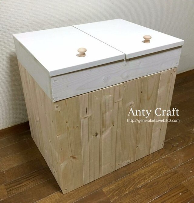 分別ゴミ箱 45L×2袋対応 ハンドメイド アンティーク風ダストボックス N