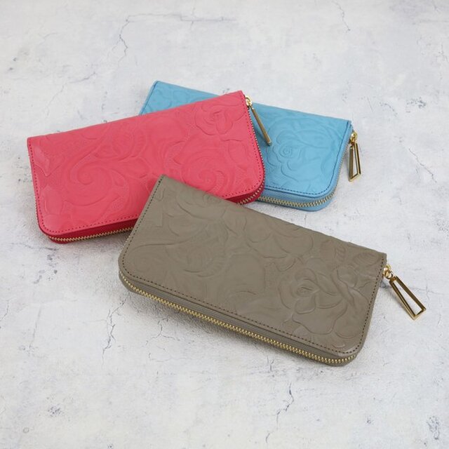 全7色】花柄カービング型押しレザー/上品かつ高級感のある佇まいに