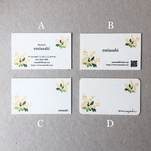 ミモザの名刺 ショップカード アクセサリー台紙 50枚 | iichi 日々の
