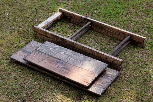 折りたたみ2段ラック アンティーク風 ダメージ エイジング キャンプ