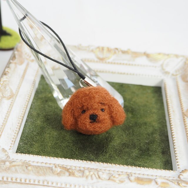 受注製作】まゆトイプードルの携帯クリーナーストラップ 羊毛フェルト