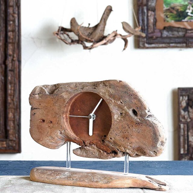 流木の時計 木の時計 置き時計 22－1 | iichi 日々の暮らしを