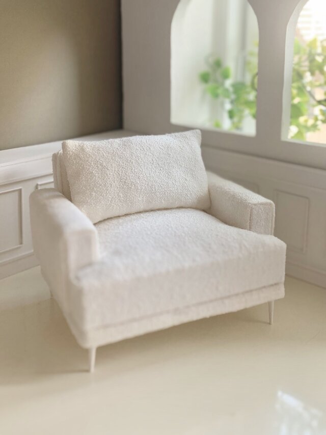 29㎝ドール用 ミニチュアソファ ロースタイルシングルソファ