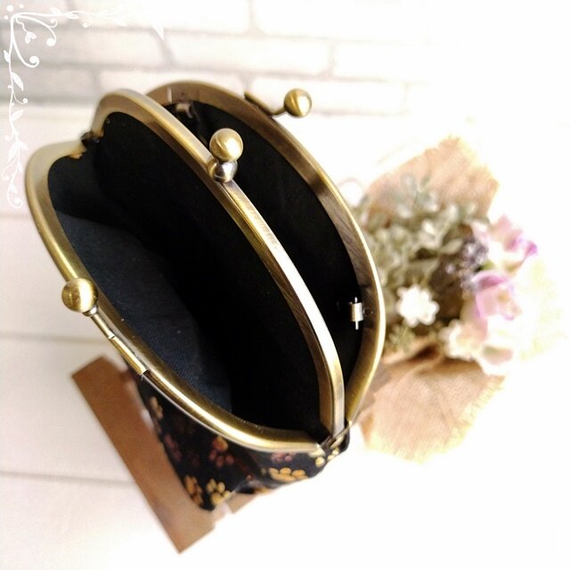 受注製作】そのままお出かけ☆二口がま口のスマホショルダーバッグ