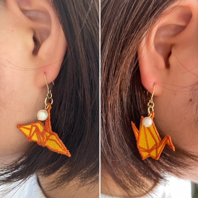 折り鶴ピアス【イヤリングに変更可能】 | iichi 日々の暮らしを