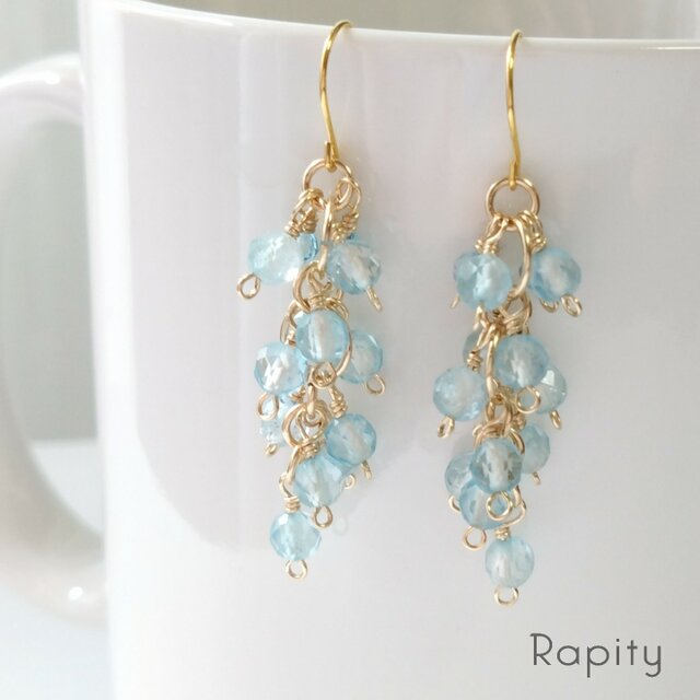 14kgf☆天然石ブルートパーズ デザインピアス | iichi 日々の暮らしを