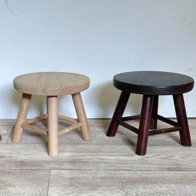 木製ミニスツール☆ダークブラウン☆丸椅子□ | iichi 日々の暮らしを