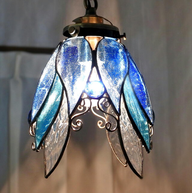 新色 天使らんぷ ブルー,スカイブルー&クリア ステンドグラス 照明