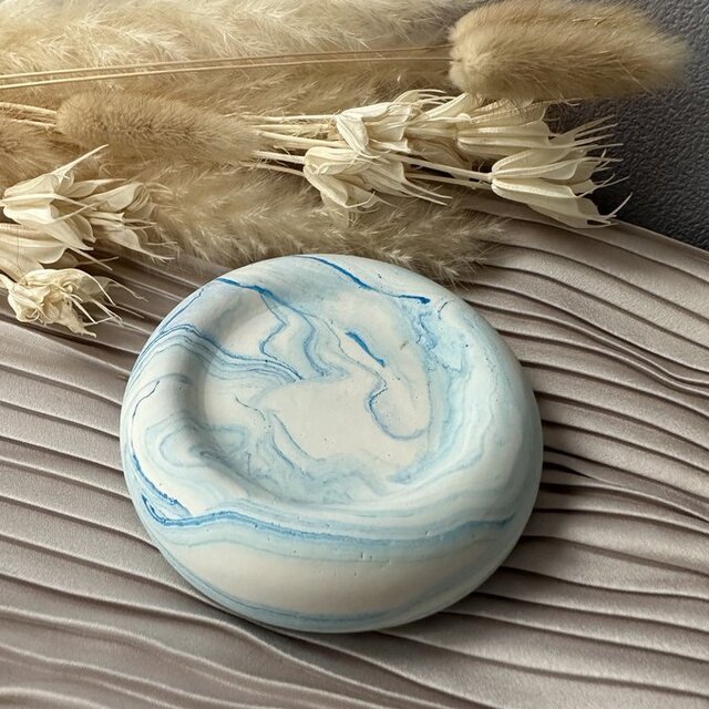 ぽってりプレート（ブルーマーブル） /// ジェスモナイト アクセサリー