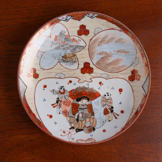 九谷焼 色絵金彩 大黒天 八寸皿 明治時代 E841B | iichi 日々の暮らし