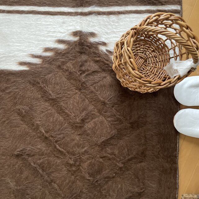 73×126チョコレートブラウン バッターニエ トルコヴィンテージラグ