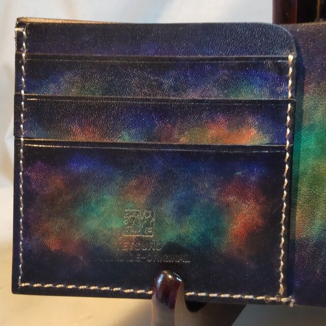 オーダーヌメ革二つおり財布 手染めムラ染め 手縫い | iichi 日々の