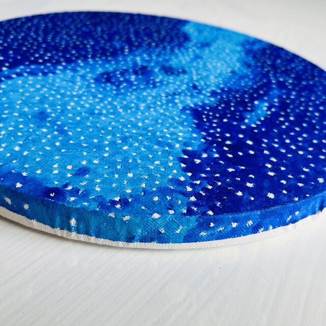 直径25㎝「天の川銀河（星空3)」油彩・絵画・原画・丸形・アート