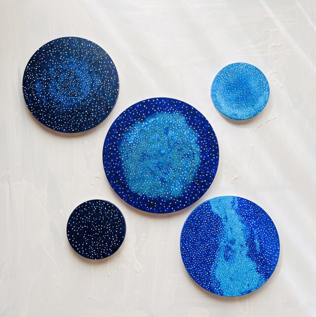 直径25㎝「天の川銀河（星空3)」油彩・絵画・原画・丸形・アート