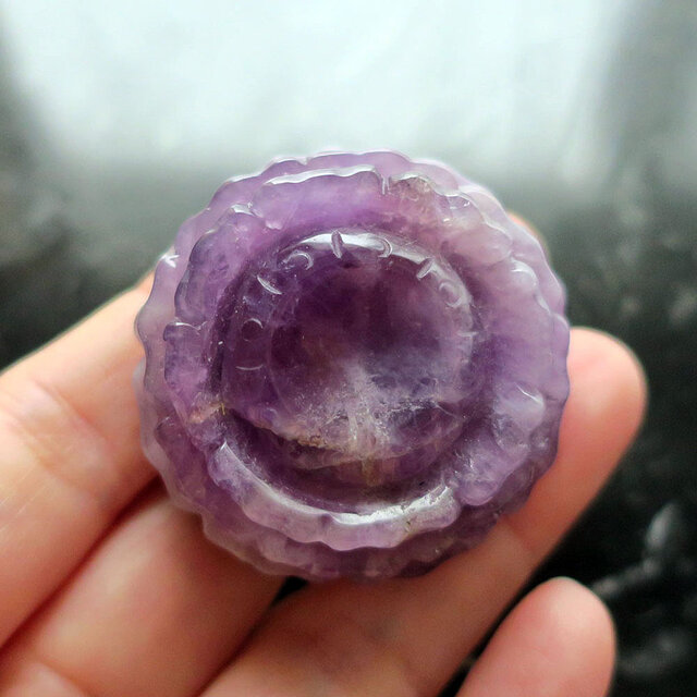 アメジスト 蓮（ロータス） 台座 42mm 天然石 置物 コレクション