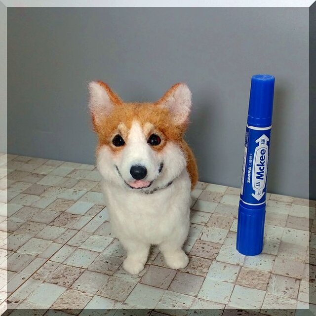 羊毛フェルト 犬 コーギー ウェルシュ・コーギー 犬フィギュア | iichi