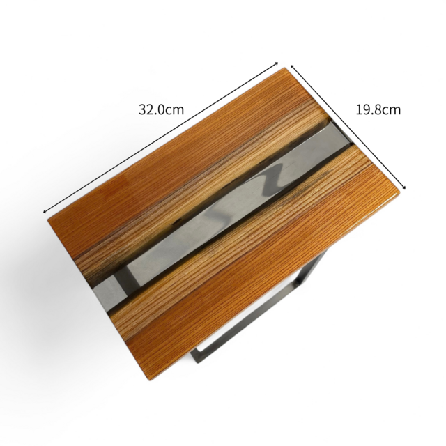 サイドテーブル アイアン 欅 無垢材 木製 天然木 一枚板 コの字