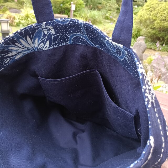 天然藍染・刺し子【一点もの丁寧な手しごとトートバッグ・手提げバッグ