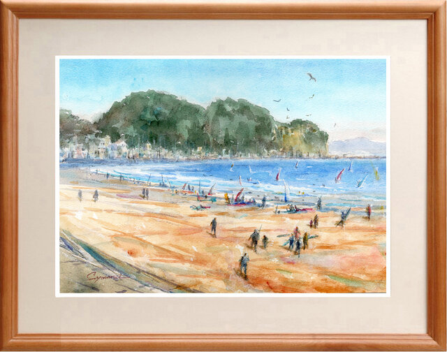 水彩画原画 湘南片瀬海岸の風景 ＃687 | iichi 日々の暮らしを心地よく