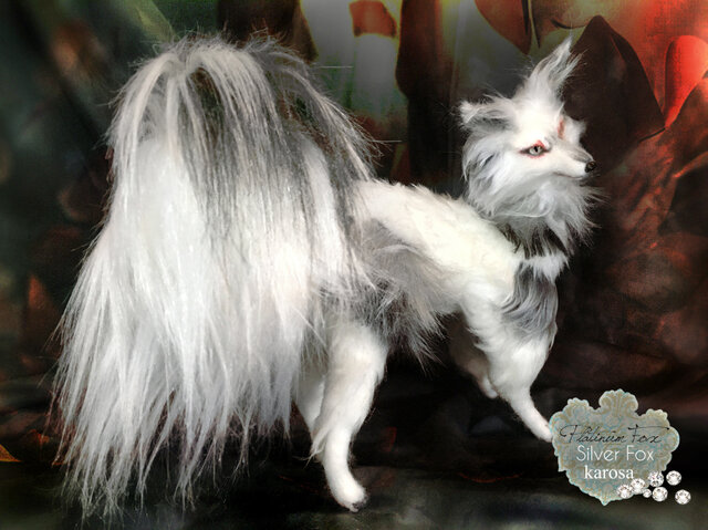 プラチナキツネ 銀狐 全身可動 完全オリジナル キツネ 狐 妖狐 羊毛