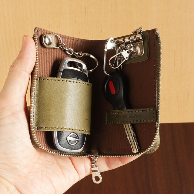 ◇受注製作 栃木レザーファスナー式キーケース（ジップ）｜スマート