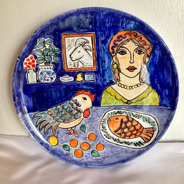 絵皿 26cm ART004 Suppertime マヨリカ焼き イタリア陶器 ウォール