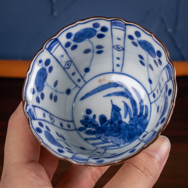 古伊万里 染付 芙蓉手草花文 小鉢 江戸後期 E2096 | iichi 日々の