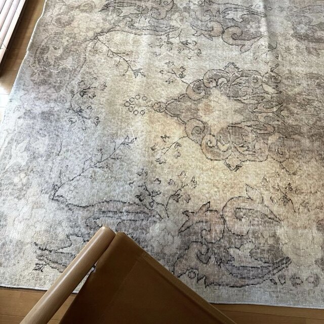 大判160×257 擦れシャビー 色むら メダリオン トルコヴィンテージラグ