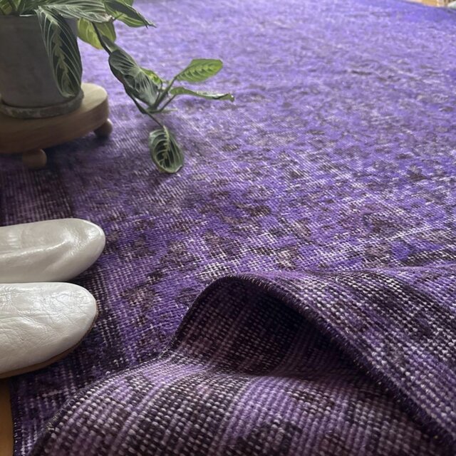 超大判167×253 パープルオーバーダイ ボタニカル トルコヴィンテージ