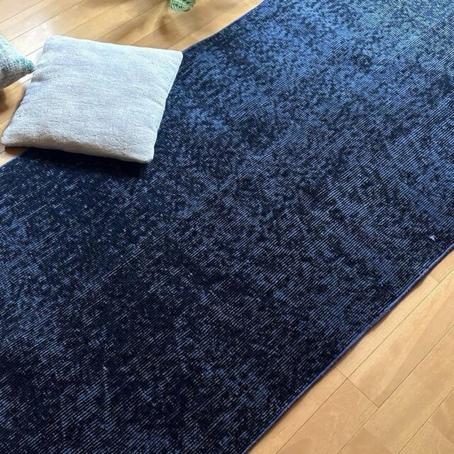 84×171 レア藍色オーバーダイ 人気ワンカラー トルコヴィンテージラグ