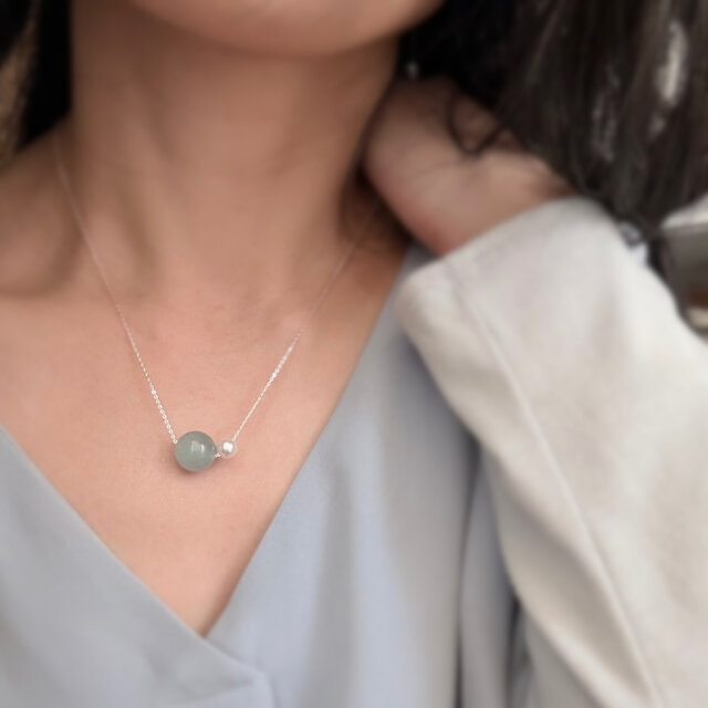 3月の誕生石 水色 11mm up希少な大粒アクアマリン × あこやパール 50cm