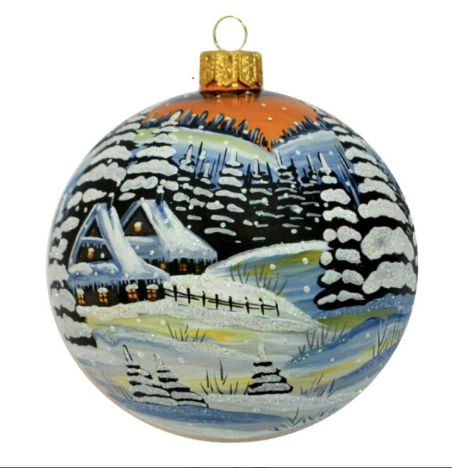 手拭き 手描き ガラスオーナメント 「冬」 直径100mm | iichi 日々の