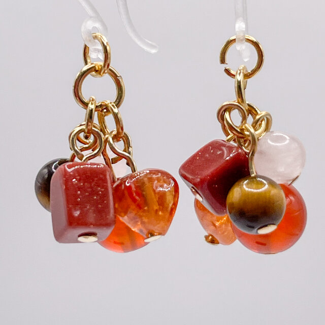 カーネリアン＆タイガーアイのピアス/イヤリング/チャーム｜k-016
