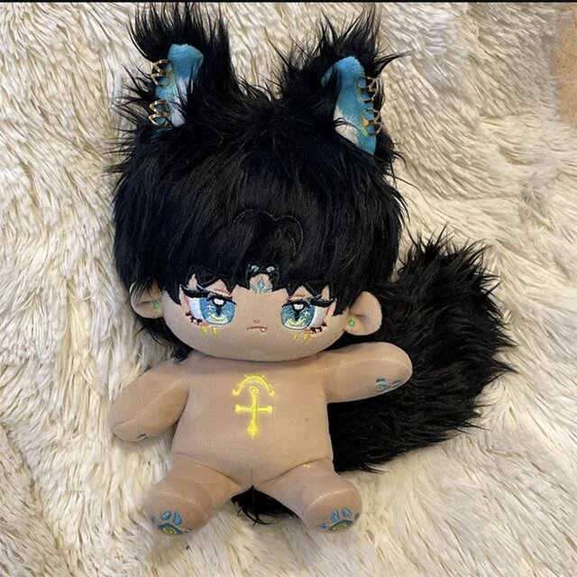 20cm 無属性 ぬいぐるみ 黒髪青い目男の子 着せ替えぬいぐるみ 綿人形