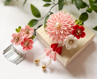 七五三 3歳様向け髪飾り（桜） かんざし 新日本髪にも 卒業式 卒園式